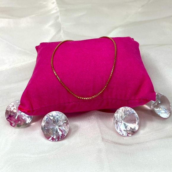 14K YELLOW GOLD shiny box chain bracelet REAL GOLD VINTAGE - Picture 1 of 13